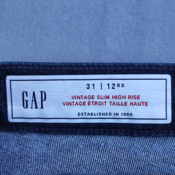 GAP Jeans women's sz 31/12 indigo blue colour vintage slim high rise ankle glaze - Picture 5 of 14